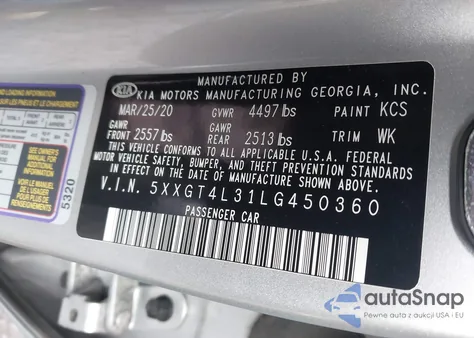 2020 Kia Optima Se z USA, uszkodzony, nr VIN 5XXGT4L31LG450360